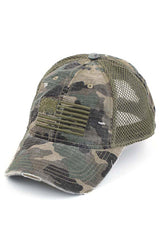 C.C AMERICAN FLAG EMBROIDERY CAMO BASEBALL CAP from Madeline Love