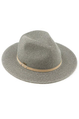 C.C SUEDE BAND TRIM PANAMA SUN HAT from Madeline Love