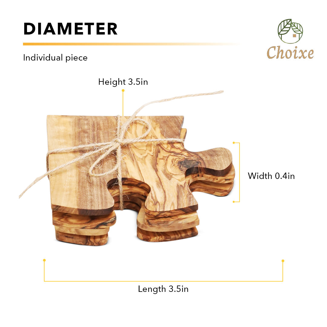 Olive Wood Coaster Puzzle 4-Pcs Set. from Choixe