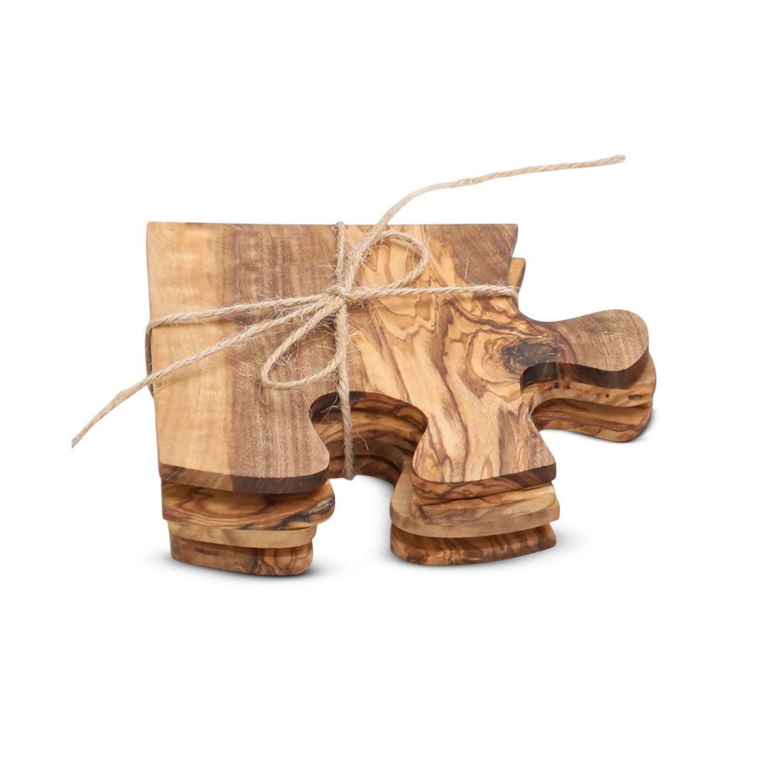 Olive Wood Coaster Puzzle 4-Pcs Set. from Choixe