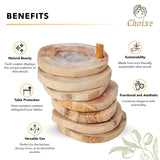 Olive Wood Coaster Set with Holder -7 Pcs from Choixe