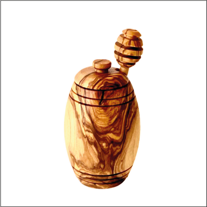 Olive Wood Honey Pot w/Honey Dipper from Choixe