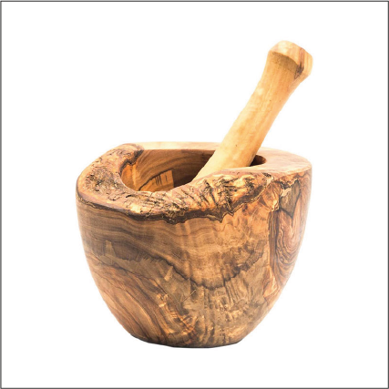 Olive Wood Rustic Mortar and Pestle from Choixe