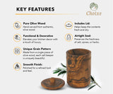 Olive Wood Spice Jar Salt Keeper w/Lid from Choixe