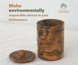 Olive Wood Spice Jar Salt Keeper w/Lid from Choixe