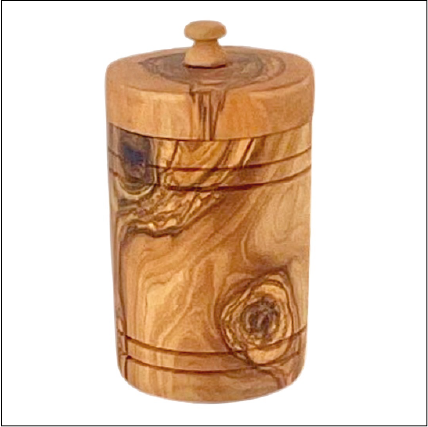 Olive Wood Spice Jar Salt Keeper w/Lid from Choixe