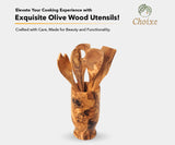 Olive Wood Kitchen Servers Set w/Holder -6 Pcs from Choixe