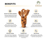 Olive Wood Kitchen Servers Set w/Holder -6 Pcs from Choixe