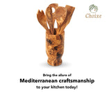 Olive Wood Kitchen Servers Set w/Holder -6 Pcs from Choixe