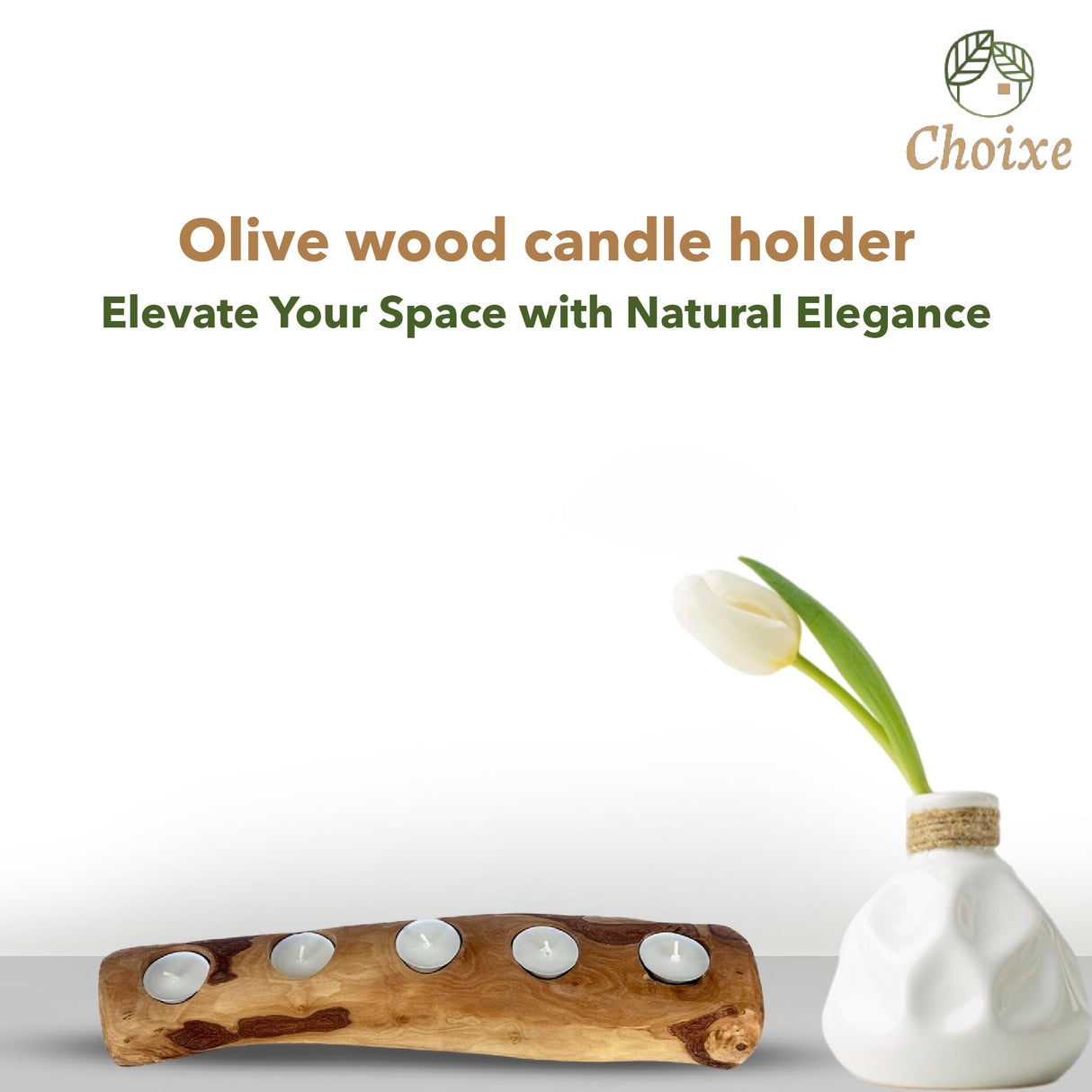 Olive Wood Candle Holder from Choixe