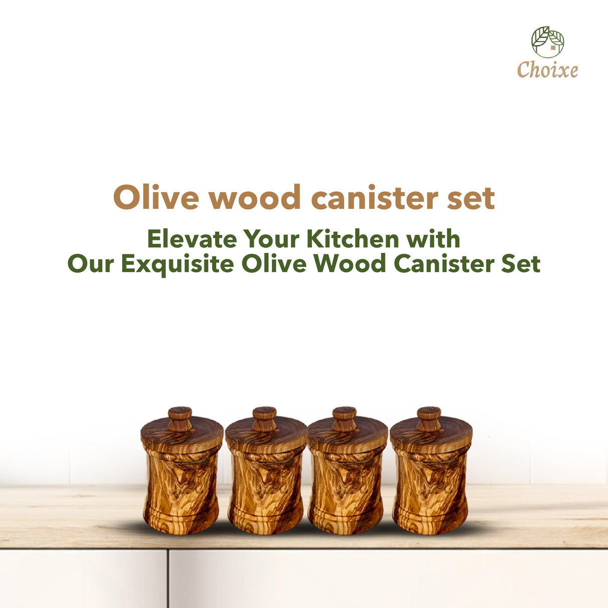 Olive Wood Canister Set from Choixe