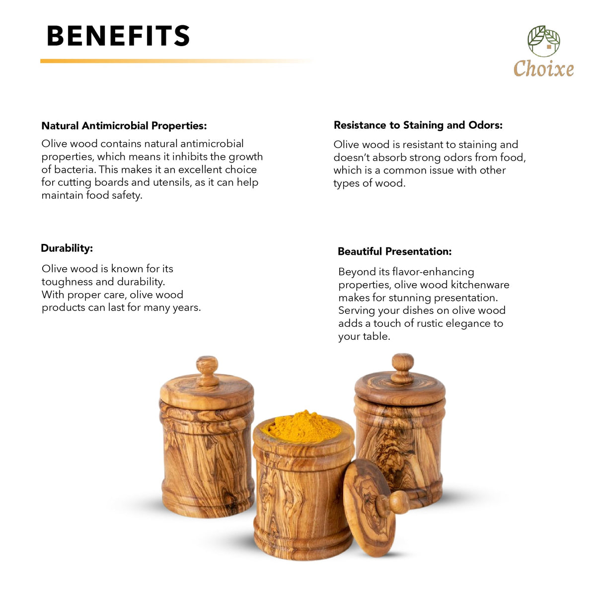Olive Wood Canister Set from Choixe