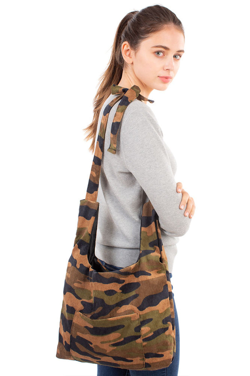 Camouflage Pattern Corduroy Tote Bag  from Madeline Love