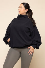 Ooey Gooey Mockneck Sweatshirt with Pockets - Black from POPFLEX