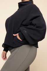 Ooey Gooey Mockneck Sweatshirt with Pockets - Black from POPFLEX
