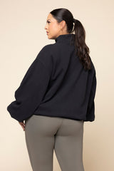 Ooey Gooey Mockneck Sweatshirt with Pockets - Black from POPFLEX
