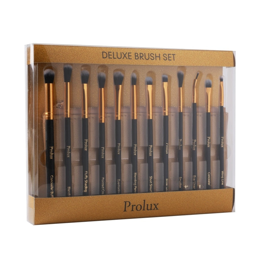 Deluxe Gold Brush Set | Makeup Brush Set Gold From Prolux Cosmetics
