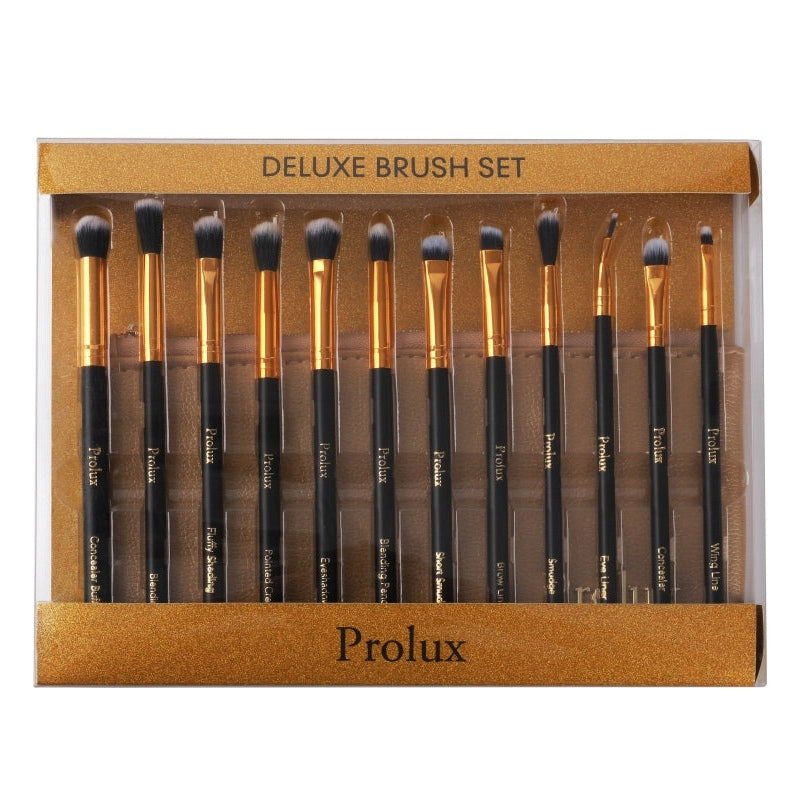 Deluxe Gold Brush Set | Makeup Brush Set Gold From Prolux Cosmetics