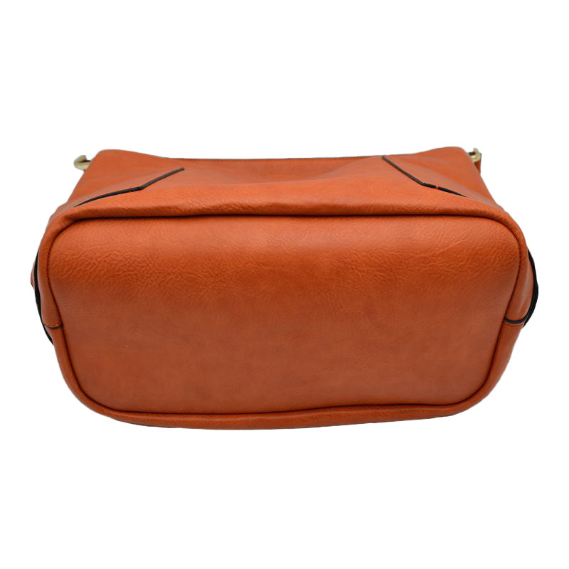 2-in-1 Chic Satchel Side Pocket Bucket Bag with Long Strap from Madeline Love