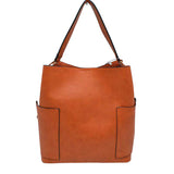 2-in-1 Chic Satchel Side Pocket Bucket Bag with Long Strap from Madeline Love
