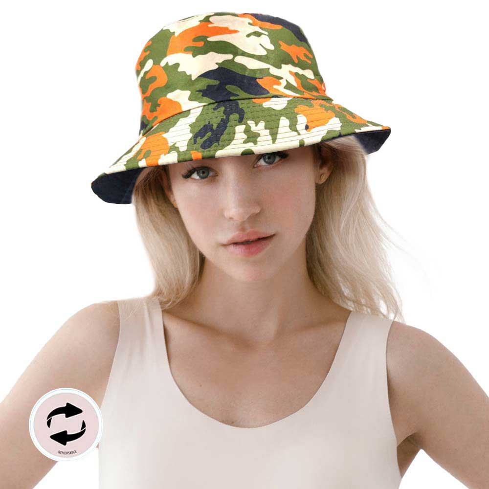 Camouflage Patterned Reversible Bucket Hat from Madeline Love