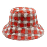 Checkered Faux Fur Bucket Hat from Madeline Love