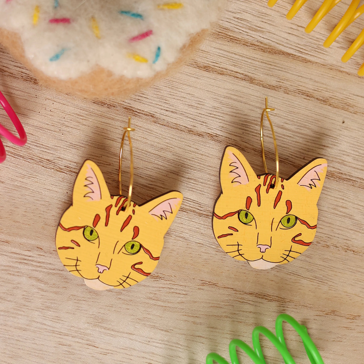 Orange Tabby Cat Hoops from LE CHIC MIAMI