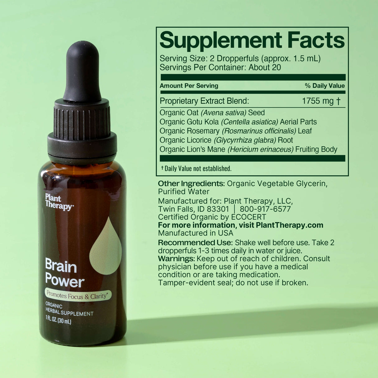 Brain Power Organic Herbal Supplement from Plant Therapy