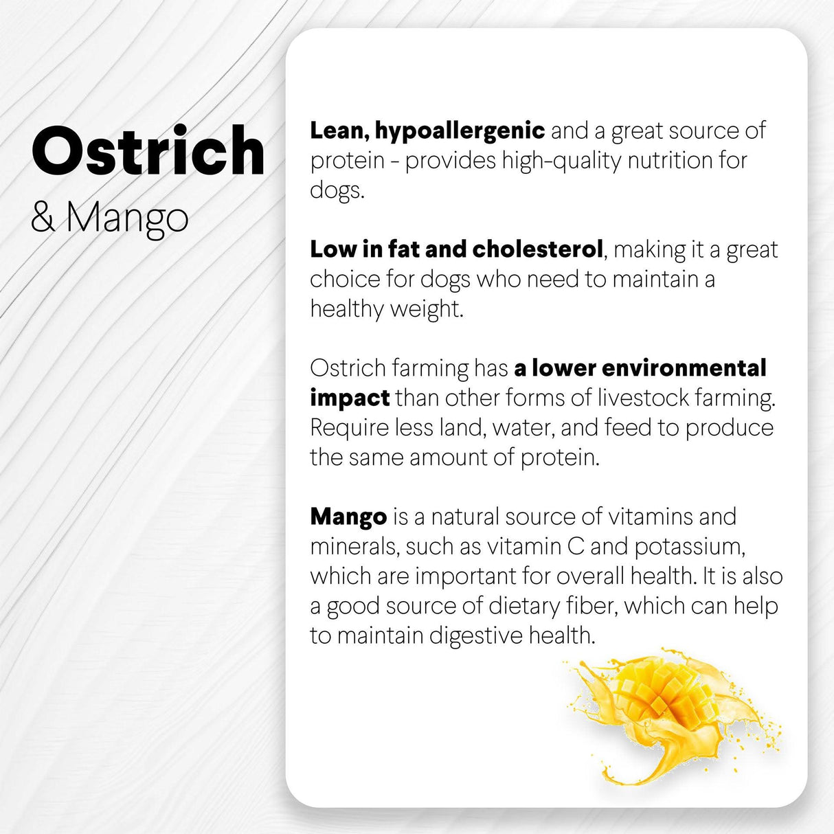 Ostrich Bites with Mango (3oz): The Tropical, Nutrient-Rich Treat for Dogs from Savannah Pet Food