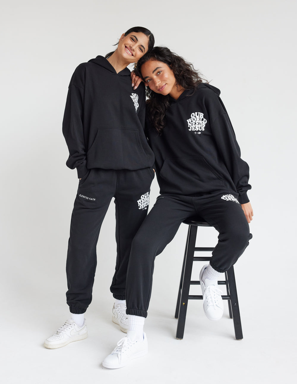 Our World Needs Jesus Black Unisex Sweatpant from Elevated Faith