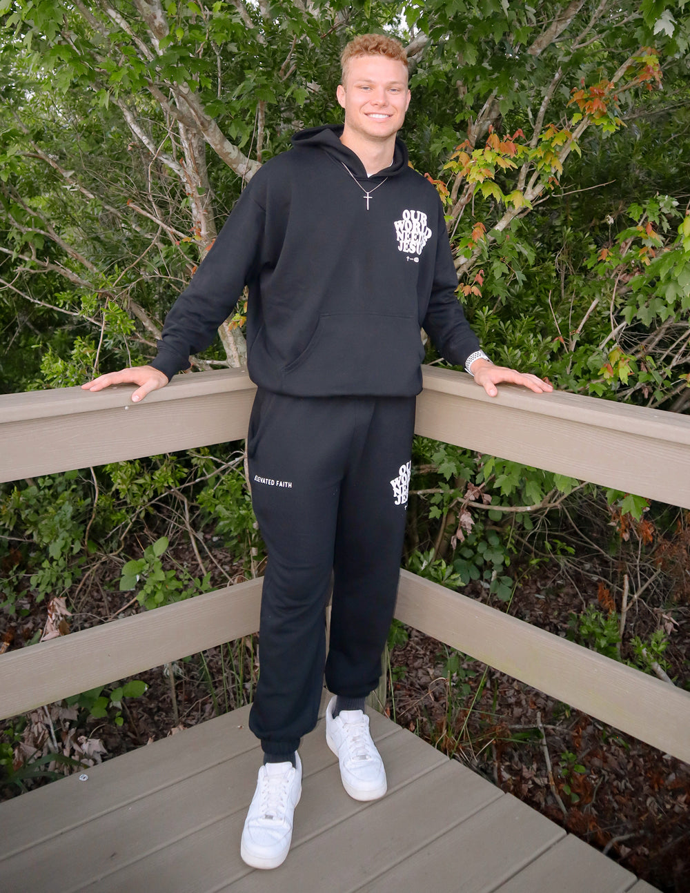 Our World Needs Jesus Black Unisex Sweatpant from Elevated Faith