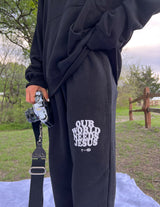 Our World Needs Jesus Black Unisex Sweatpant from Elevated Faith