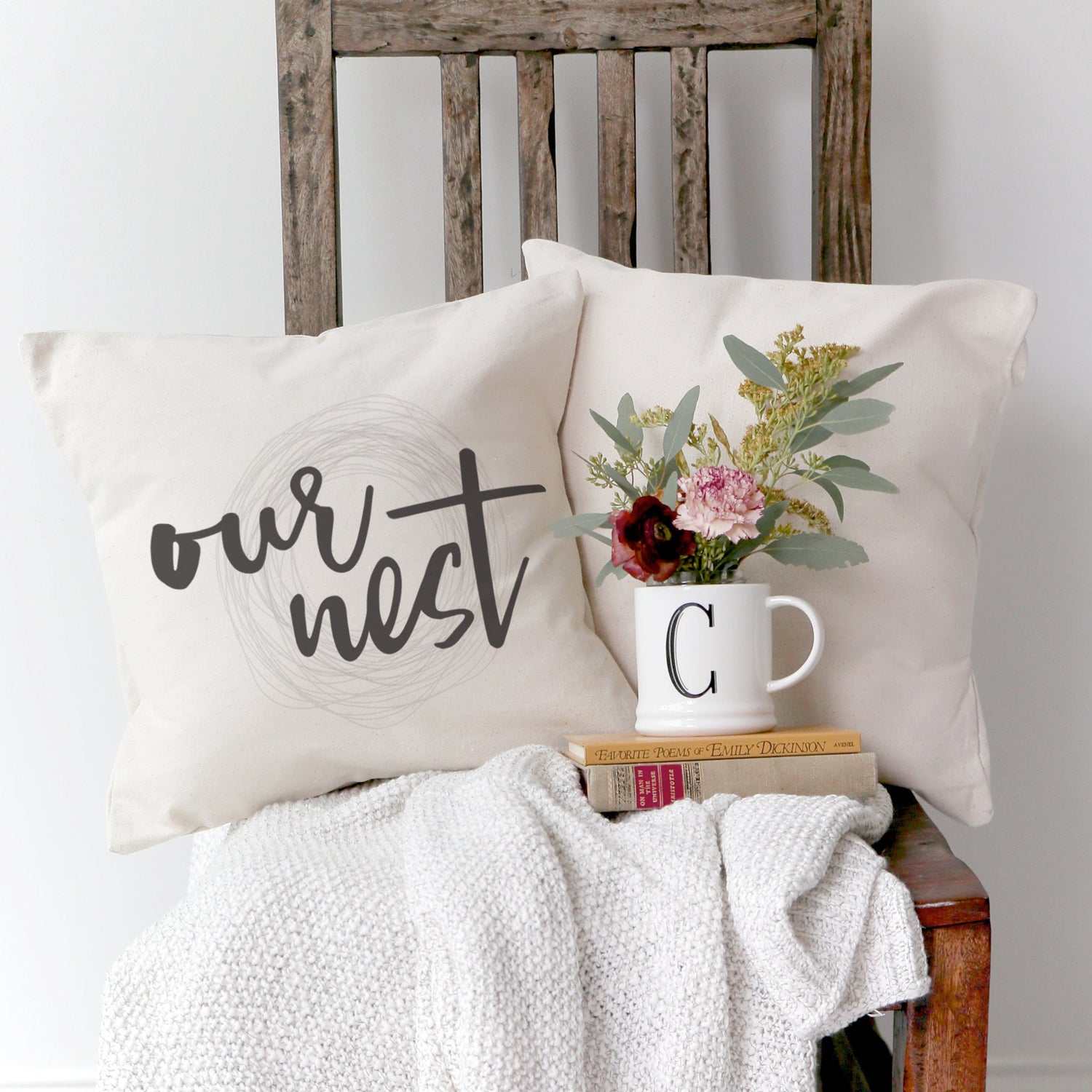 Our Nest Pillow Cover from The Cotton & Canvas Co.