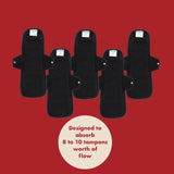 The Reusable Pad - 5 Piece Bundle. For Heavy Flows. From The Period Company