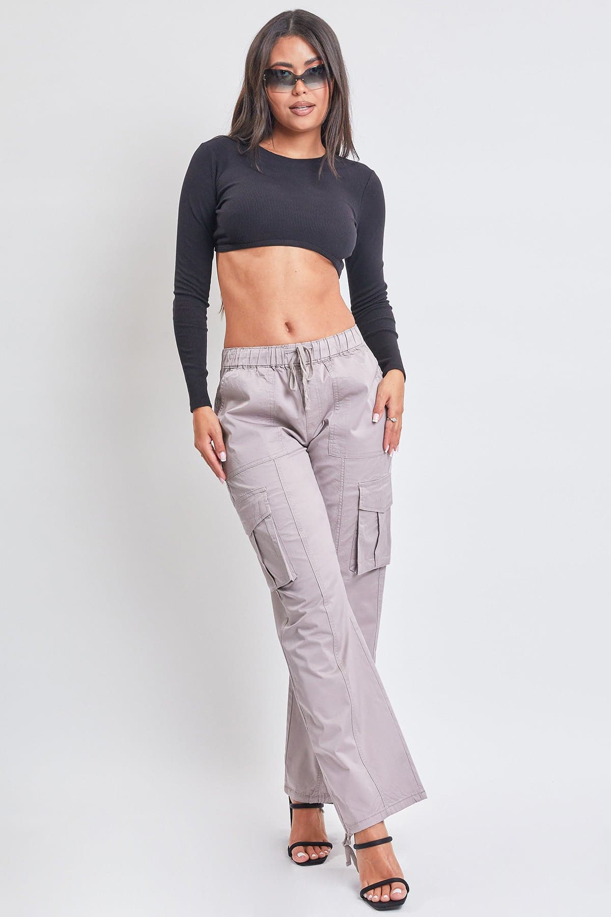 Women's Mid Rise Pull On Cargo Pants from YMI JEANS