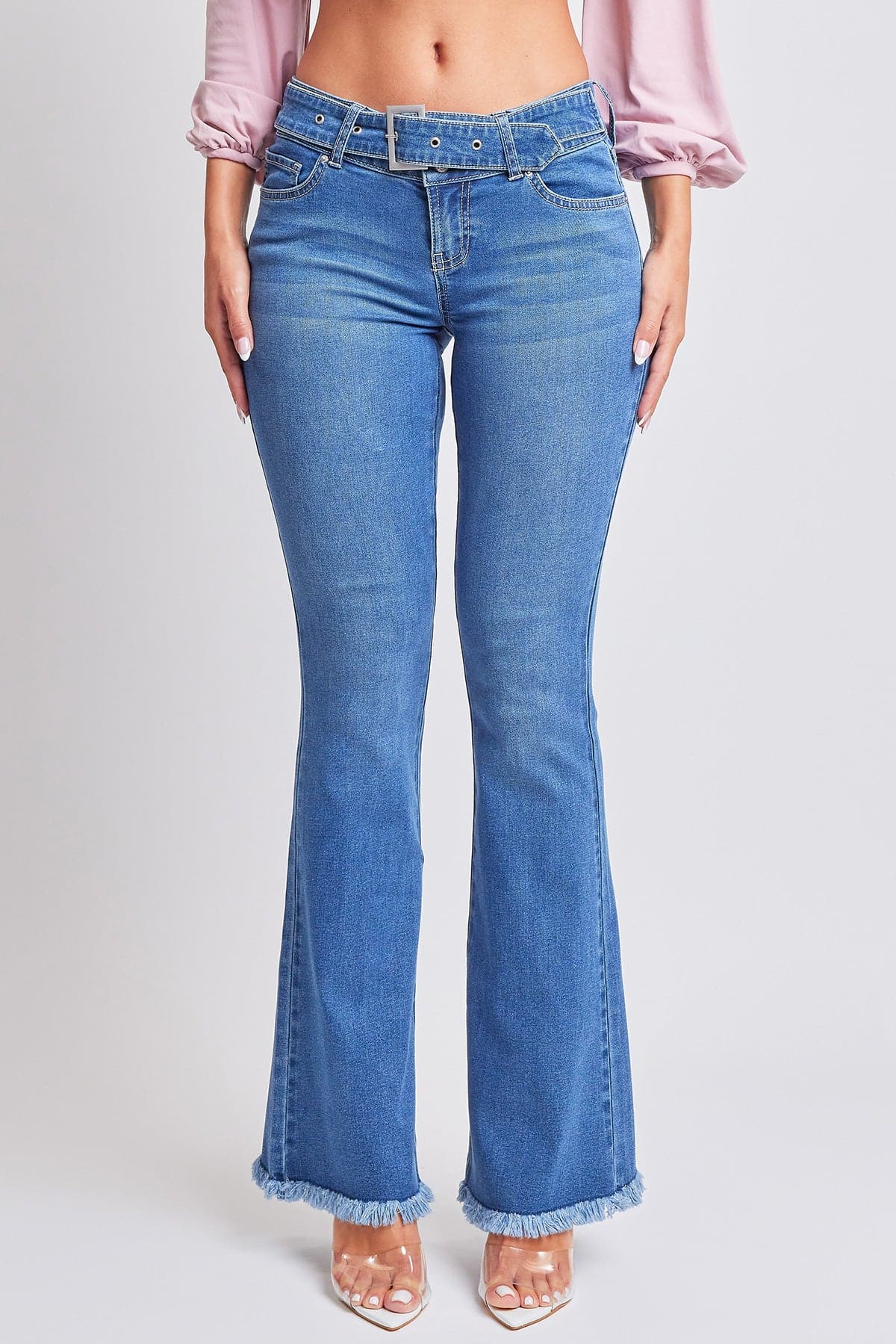 Women's Belted Flare Jeans From YMI JEANS