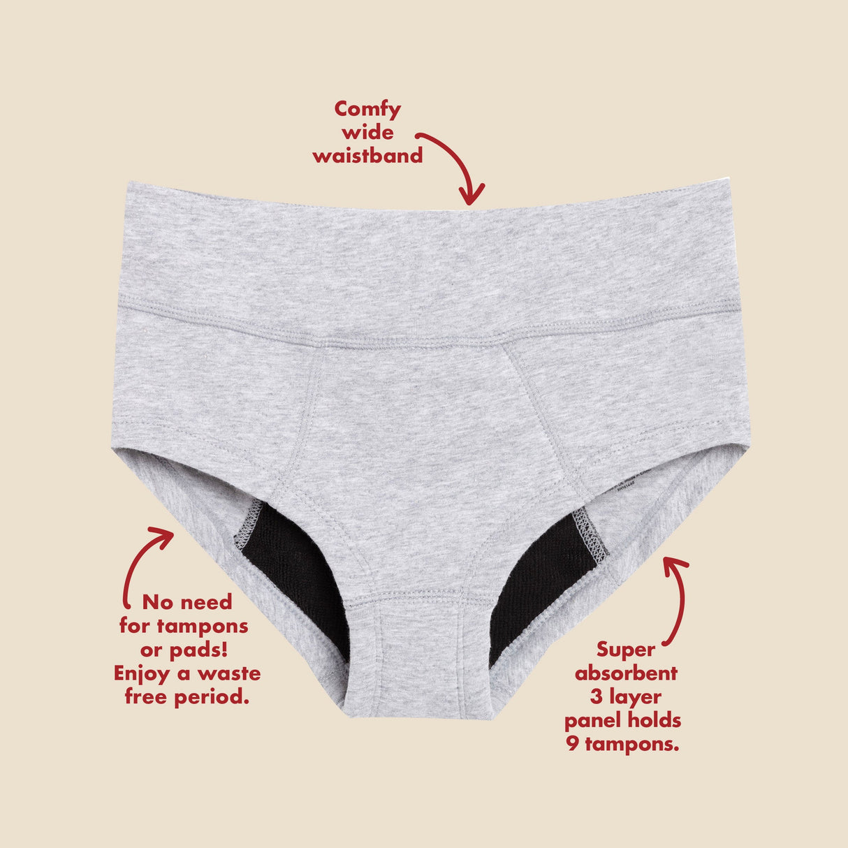The Teen Period. Boyshort in Organic Cotton For Heavy Flows From The Period Company