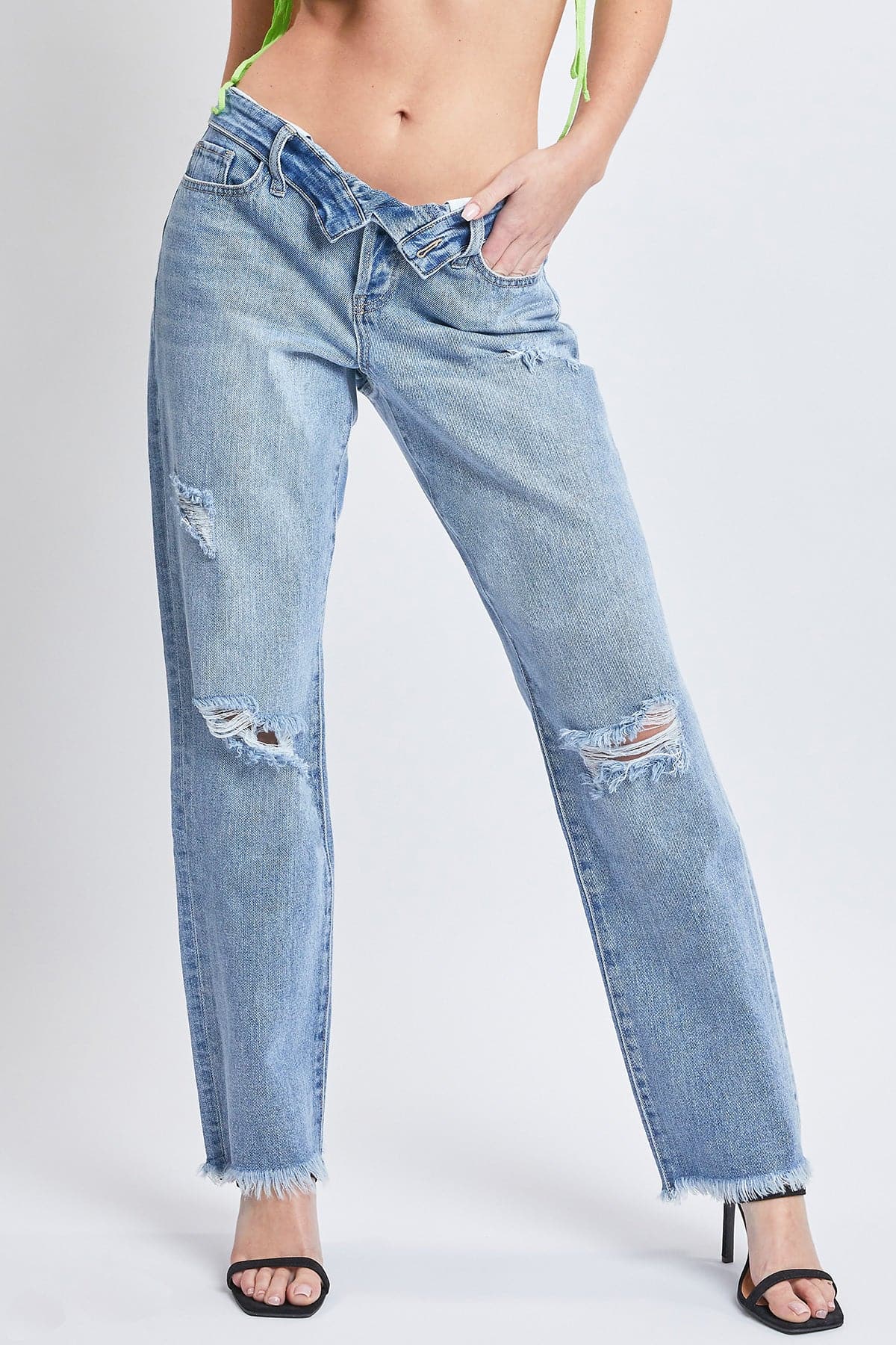 Women's Dream with Fold-Over Waist Low Rise Jeans From YMI JEANS