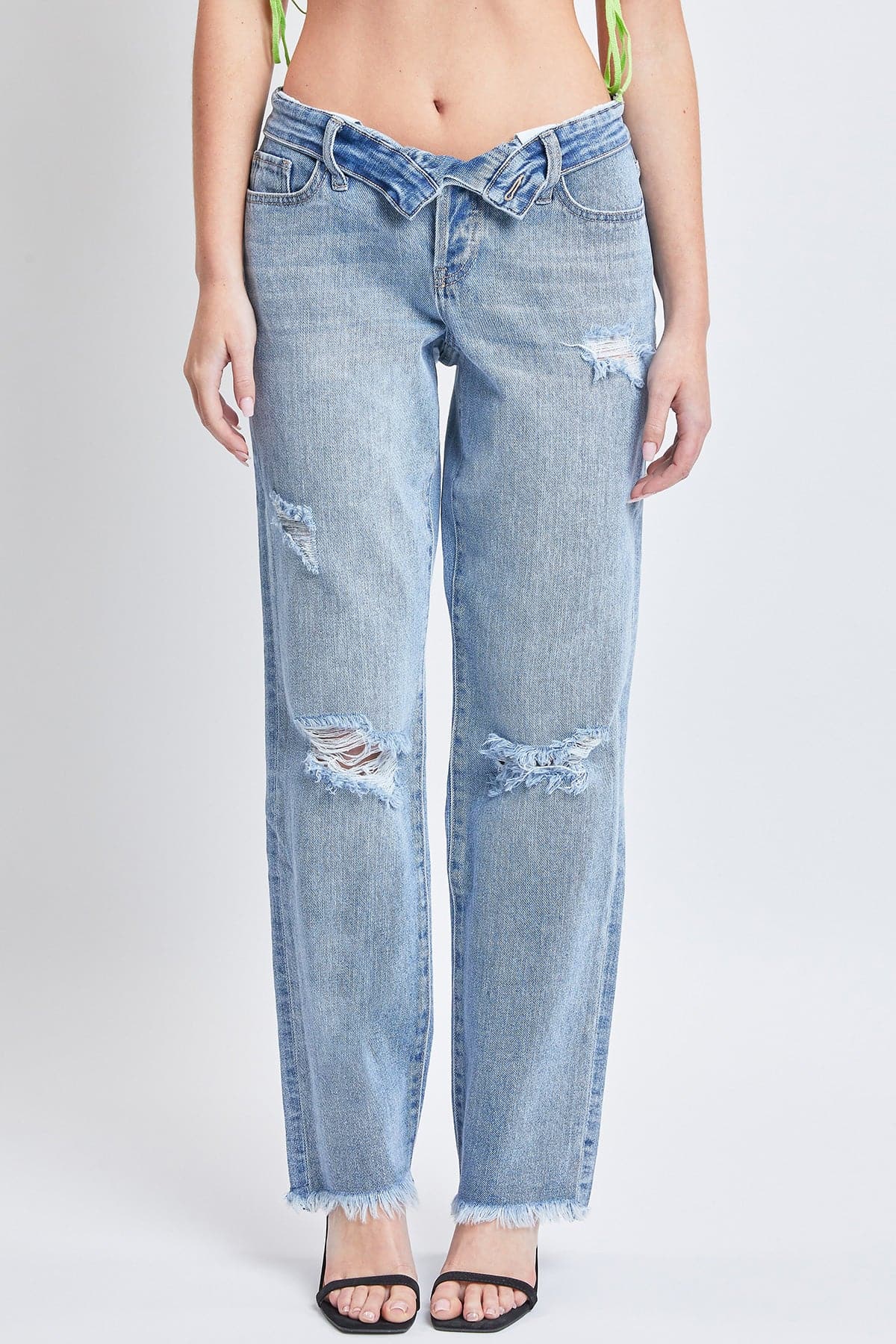 Women's Dream with Fold-Over Waist Low Rise Jeans From YMI JEANS