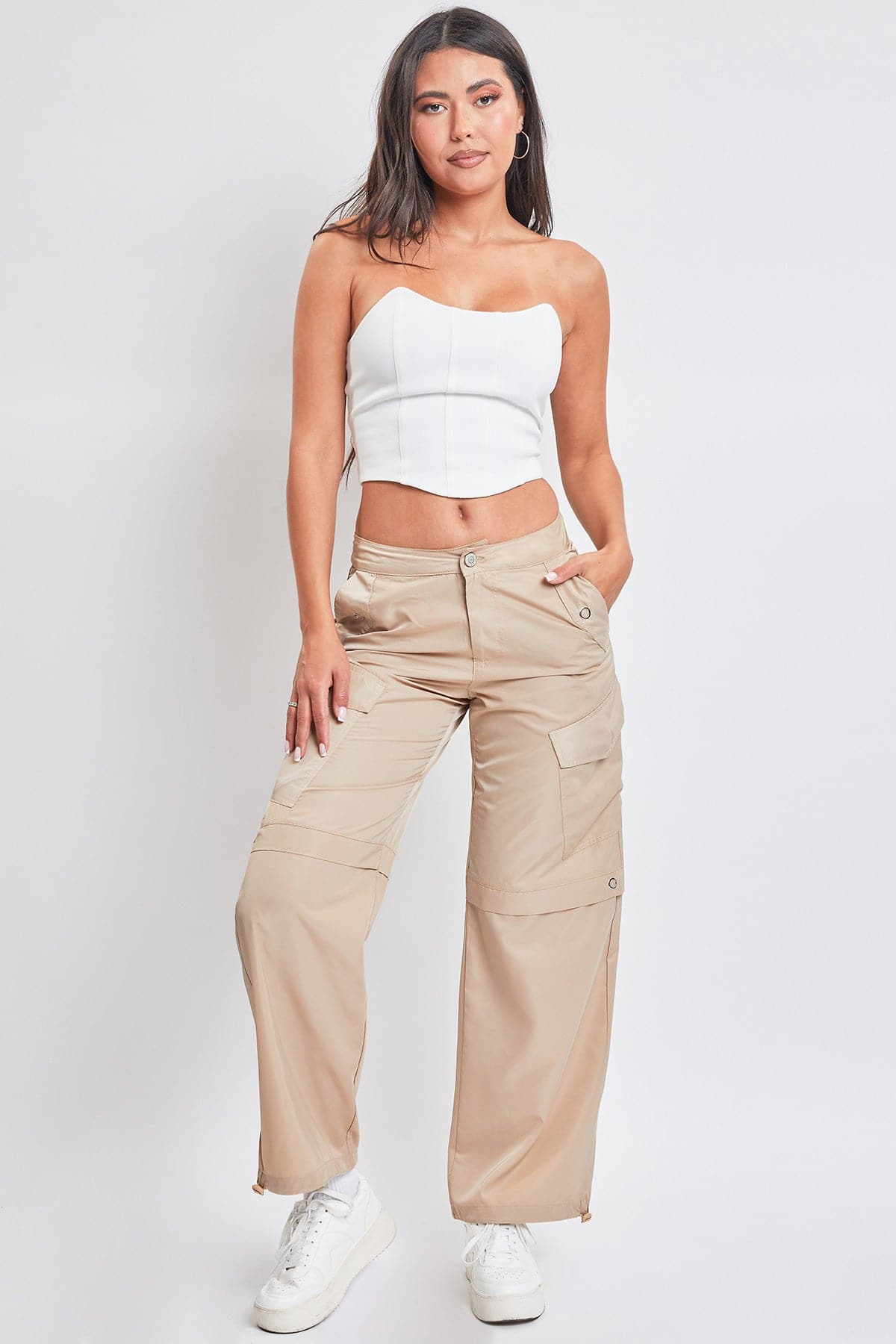 Women's  Nylon Cargo Pants With Bungee Hem from YMI JEANS
