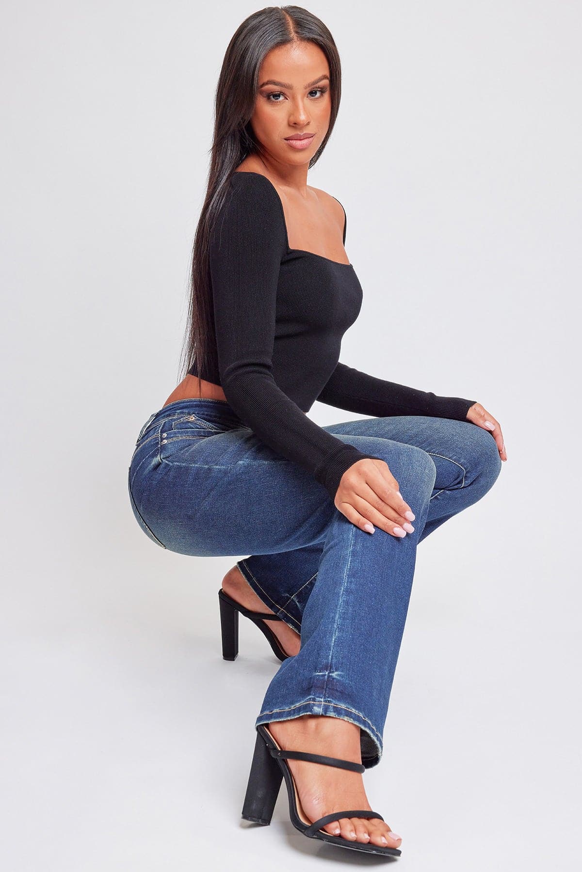 Women’s Sustainable WannaBettaButt Mid Rise Bootcut Jeans Jacket From YMI JEANS