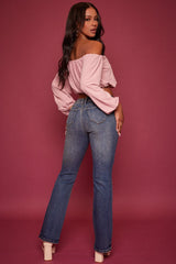 Women’s Sustainable WannaBettaButt Mid Rise Bootcut Jeans Jacket From YMI JEANS