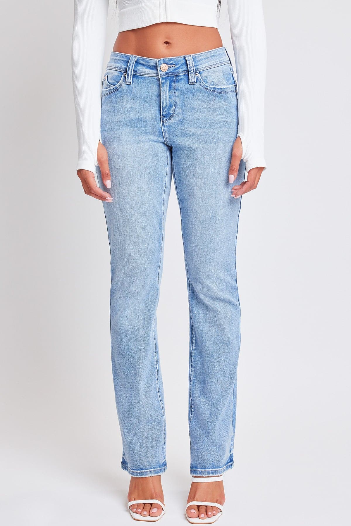 Women’s Sustainable WannaBettaButt Mid Rise Bootcut Jeans Jacket From YMI JEANS