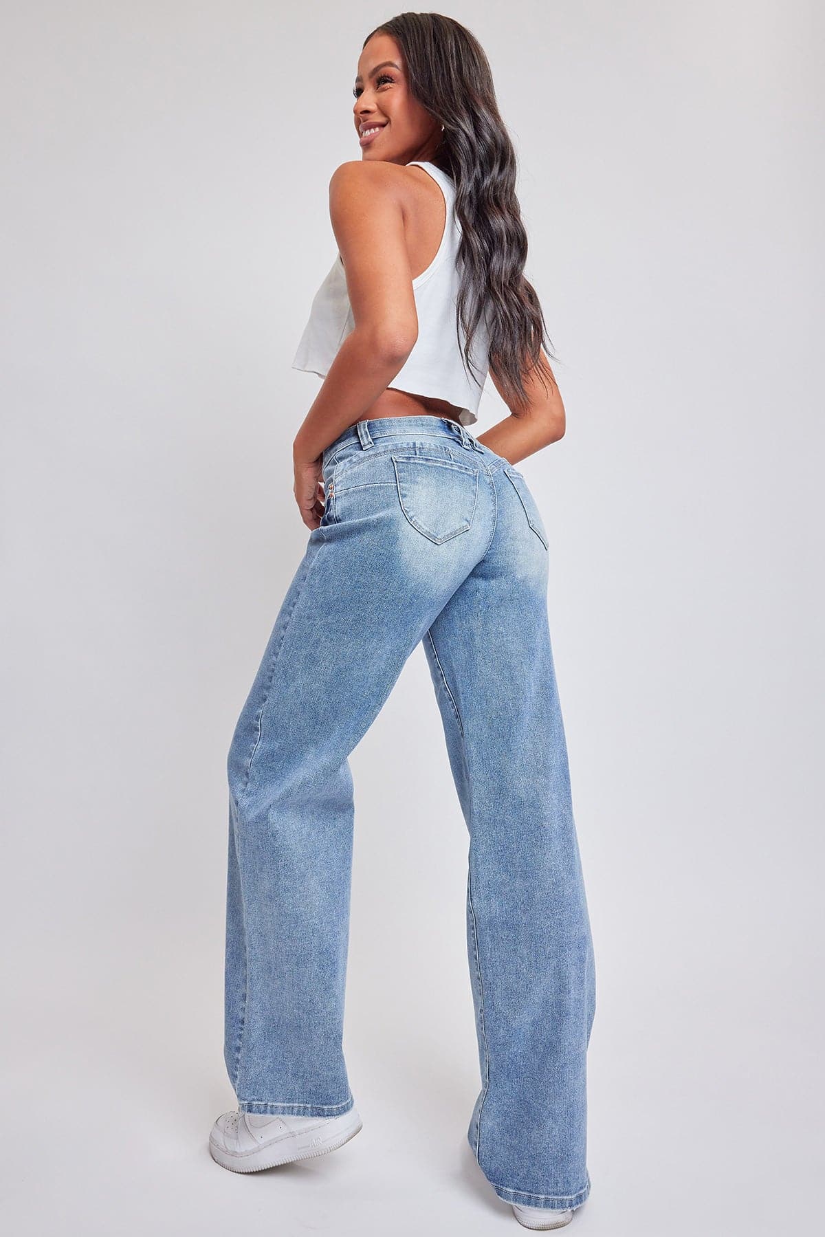 Women’s Sustainable WannaBettaButt Low Rise Wide Leg Jeans Jacket From YMI JEANS