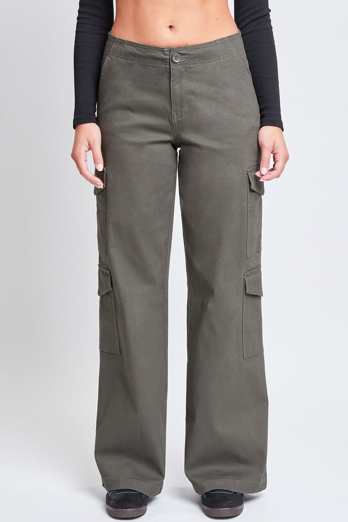 Women's High Rise Double Pocket Wide Leg Cargo Pants from YMI JEANS