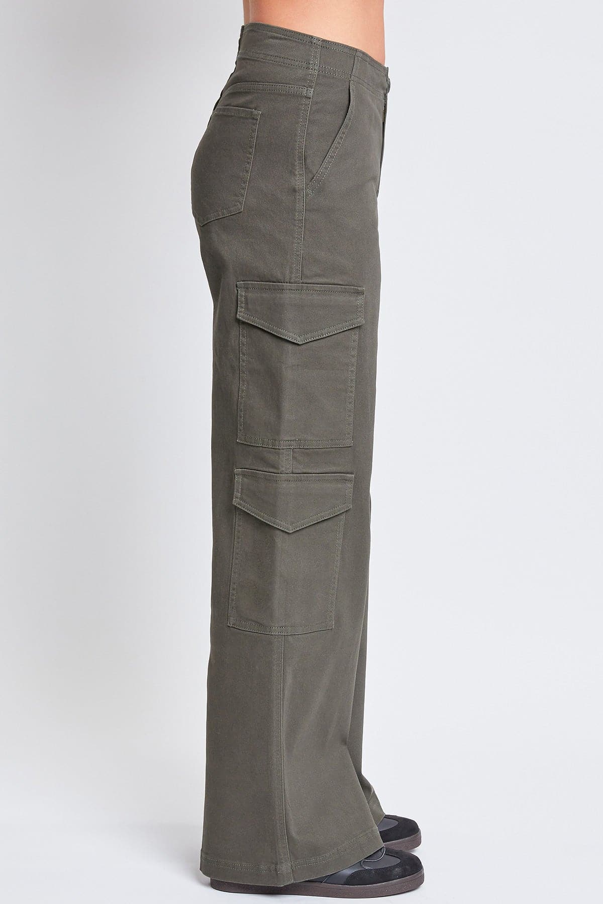 Women's High Rise Double Pocket Wide Leg Cargo Pants from YMI JEANS