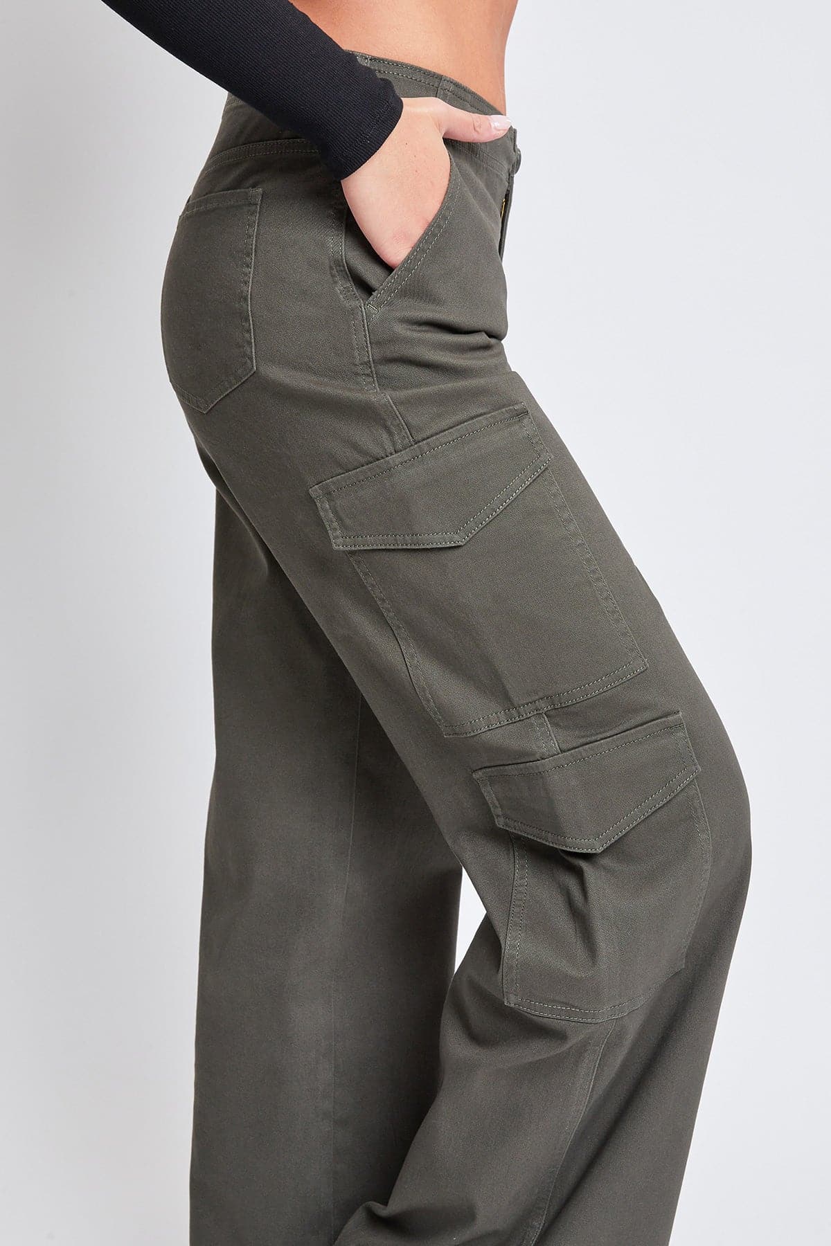 Women's High Rise Double Pocket Wide Leg Cargo Pants from YMI JEANS