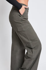Women's High Rise Double Pocket Wide Leg Cargo Pants from YMI JEANS