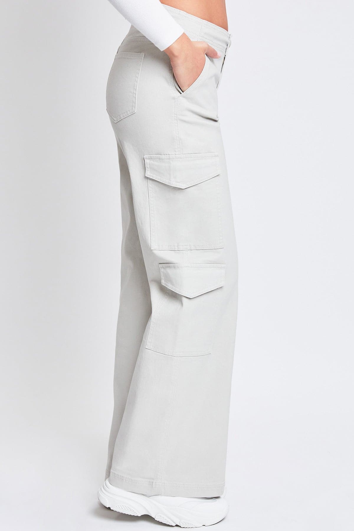 Women's High Rise Double Pocket Wide Leg Cargo Pants from YMI JEANS
