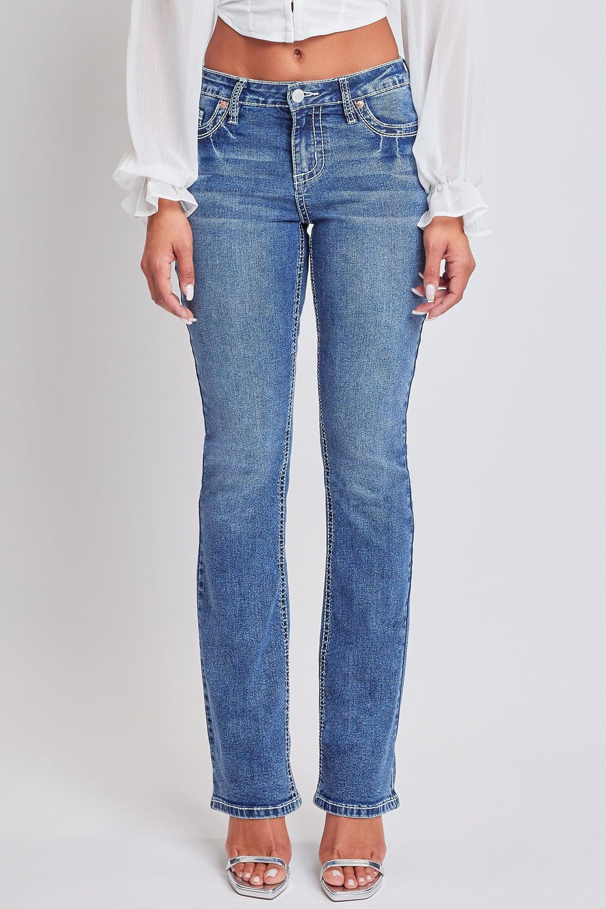 Women’s Premium Heavy Stitch Mid-Rise Bootcut Jeans From YMI JEANS